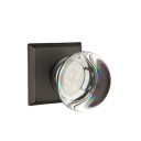 Emtek 7111-PC-FB Providence Crystal Door Knob Passage Set With Sandcast Bronze #6 Rosette Flat Black