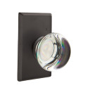 Emtek 7204-PC-FB Providence Crystal Door Knob Privacy Set With Sandcast Bronze #3 Rosette Flat Black