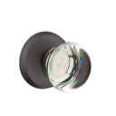 Emtek 7056-PC-FB Providence Crystal Door Knob Dummy Set With Sandcast Bronze #2 Rosette Flat Black