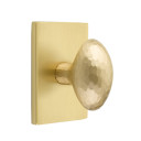 Emtek 5112-HE-US4 Hammered Egg Door Knob Passage Set With Modern Rectangular Rosette Satin Brass