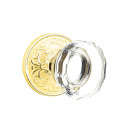Emtek 8206-LW-US3 Lowell Crystal Door Knob Privacy Set With Lancaster Rosette Polished Brass