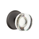 Emtek 7056-MDC-FB Modern Disc Crystal Door Knob Dummy Set With Sandcast Bronze #2 Rosette Flat Black