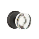 Emtek 7056-MDC-MB Modern Disc Crystal Door Knob Dummy Set With Sandcast Bronze #2 Rosette Medium Bronze