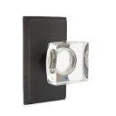 Emtek 7054-MSC-MB Modern Square Crystal Door Knob Dummy Set With Sandcast Bronze #3 Rosette Medium Bronze
