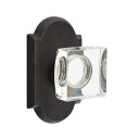 Emtek 7058-MSC-MB Modern Square Crystal Door Knob Dummy Set With Sandcast Bronze #1 Rosette Medium Bronze