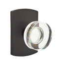 Emtek 7200-MDC-FB Modern Disc Crystal Door Knob Privacy Set With Sandcast Bronze #4 Rosette Flat Black