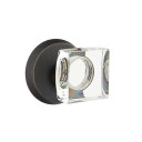 Emtek 7106-MSC-MB Modern Square Crystal Door Knob Passage Set With Sandcast Bronze #2 Rosette Medium Bronze