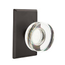 Emtek 7204-MDC-FB Modern Disc Crystal Door Knob Privacy Set With Sandcast Bronze #3 Rosette Flat Black