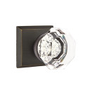 Emtek 7211-MSC-MB Modern Square Crystal Door Knob Privacy Set With Sandcast Bronze #6 Rosette Medium Bronze