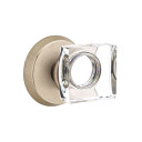 Emtek 7206-MSC-TWB Modern Square Crystal Door Knob Privacy Set With Sandcast Bronze #2 Rosette Tumbled White Bronze