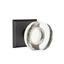 Emtek 7211-MDC-FB Modern Disc Crystal Door Knob Privacy Set With Sandcast Bronze #6 Rosette Flat Black