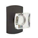 Emtek 7050-MSC-FB Modern Square Crystal Door Knob Dummy Set With Sandcast Bronze #4 Rosette Flat Black