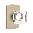 Emtek 7050-MSC-TWB Modern Square Crystal Door Knob Dummy Set With Sandcast Bronze #4 Rosette Tumbled White Bronze