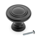 Dynasty Hardware K-81295-FB Three Ring Cabinet Knob, Flat Black