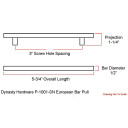 Dynasty Hardware P-1001-SN European Bar Style Cabinet Pull 5-3/4" Satin Nickel