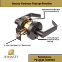 Dynasty Hardware AUG-30-10B Grade 2 Commercial Duty Passage Lever, ADA, Oil Rubbed Bronze Finish