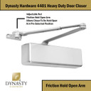 Dynasty Hardware 4401-ALUM Heavy Duty Commercial Door Closer, Aluminum With Hold Open