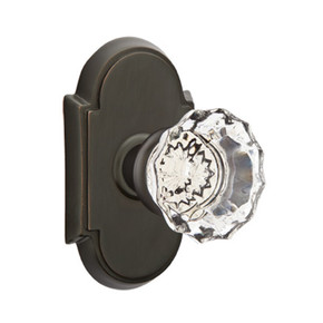 Emtek 8058-AS-US10B Astoria Clear Crystal Door Knob Dummy Set With #8 Rosette Oil Rubbed Bronze