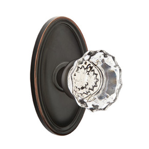 Emtek 8220-AS-US10B Astoria Clear Crystal Door Knob Privacy Set With Oval Rosette Oil Rubbed Bronze