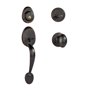 Dynasty Hardware COL-ASP-100-12P Colorado Front Door Handleset, Aged, Oil Rubbed Bronze with Aspen Knob