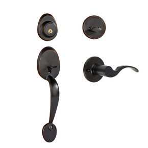 Dynasty Hardware COL-MON-100-12P-LH Colorado Front Door Handleset, Aged Oil Rubbed Bronze, With Monterey Lever, Left Hand
