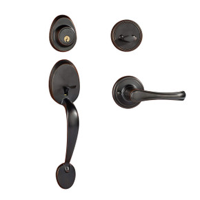 Dynasty Hardwaare COL-VAI-100-12P Colorado Front Door Handle Set with Vail Lever, Aged Oil Rubbed Bronze