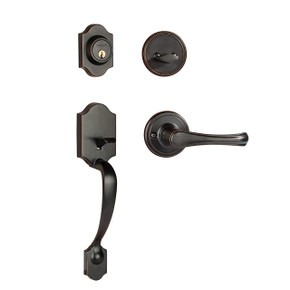 Dynasty Hardware DEN-VAI-100-12P Denver Front Door Handleset, Aged, Oil Rubbed Bronze with Vail Lever