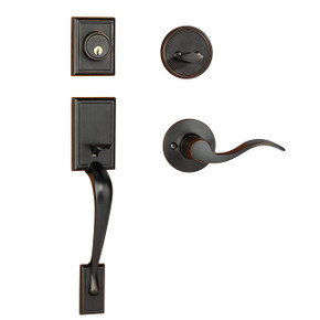 Dynasty Hardware RID-HER-100-12PL Ridgecrest Front Door Handleset, Aged Oil Rubbed Bronze, With Heritage Lever, Left Hand