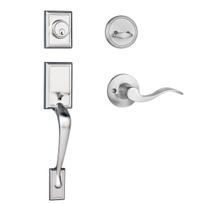 Dynasty Hardware RID-HER-100-US15-LH Ridgecrest Front Door Handleset, Satin Nickel, With Heritage Lever, Left Hand