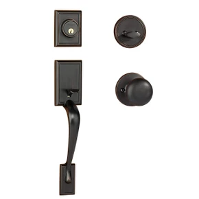 Dynasty Hardware RID-TAH-100-12P Ridgecrest Front Door Handleset, Aged Oil Rubbed Bronze with Tahoe Knob