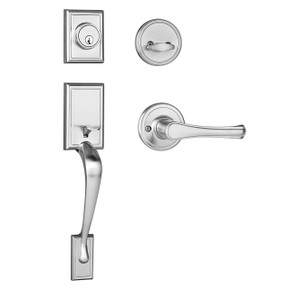 Dynasty Hardware RID-VAI-100-US15 Ridgecrest Front Door Handleset, Satin Nickel with Vail Lever