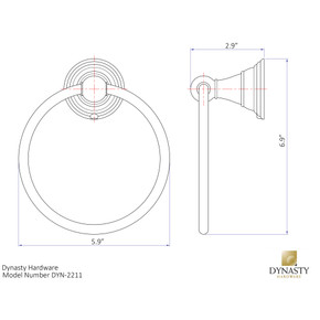 Dynasty Hardware 2211-ORB Muirfield 5-1/2" Diameter Towel Ring Oil Rubbed Bronze