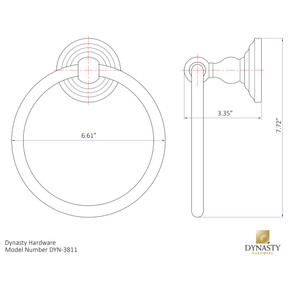 Dynasty Hardware 3811-ORB Palisades Towel Ring Oil Rubbed Bronze
