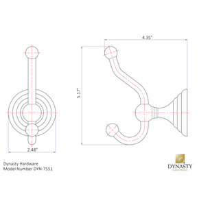 Dynasty Hardware 7551-ORB Bel-Air Robe Hook Oil Rubbed Bronze