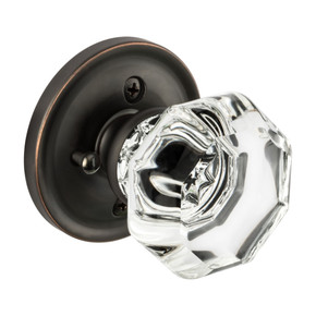 Dynasty Hardware DYN-1830-PRIV-10B Classic Rosette, Crystal Style Door Knob, Privacy Set, Oil Rubbed Bronze