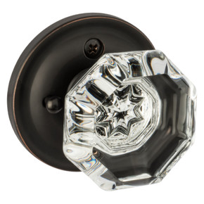 Dynasty Hardware DYN-1830-PRIV-10B Classic Rosette, Crystal Style Door Knob, Privacy Set, Oil Rubbed Bronze