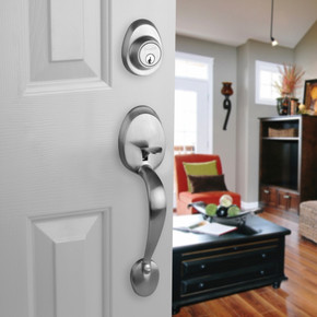 Dynasty Hardware COL-ASP-100-15 Colorado Front Door Handleset, Satin Nickel with Aspen Knob