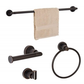 Dynasty Hardware 4000-ORB-4 Manhattan Towel Bar Set, Oil Rubbed Bronze, 4-Piece Set, With 24" Towel Bar
