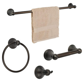 Dynasty Hardware 9300-ORB-4 Bay Hill Series Bathroom Hardware Set, Oil Rubbed Bronze, 4-Piece Set, With 24" Towel Bar