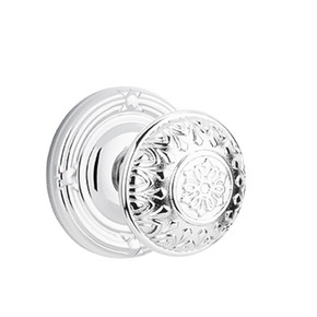 Emtek 8057-LN-US26 Lancaster Door Knob Dummy Set With Ribbon & Reed Rosette Polished Chrome
