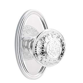Emtek 8058-LN-US26 Lancaster Door Knob Dummy Set With #8 Rosette Polished Chrome