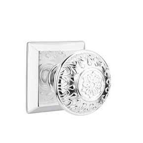 Emtek 8531-LN-US26 Lancaster Door Knob Dummy Set With Quincy Rosette Polished Chrome