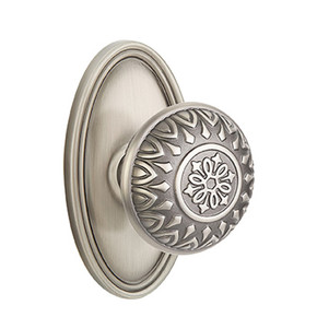 Emtek 8120-LN-US15A Lancaster Door Knob Passage Set With Oval Rosette Pewter