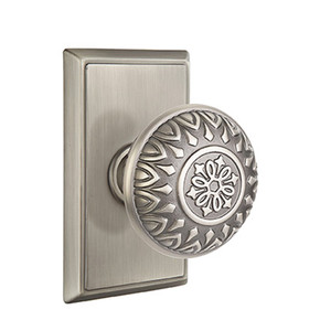 Emtek 8121-LN-US15A Lancaster Door Knob Passage Set With Rectangular Rosette Pewter