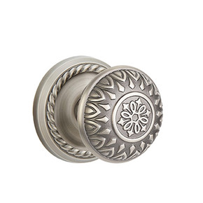 Emtek 8201-LN-US15A Lancaster Door Knob Privacy Set With Rope Rosette Pewter