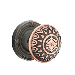 Emtek 8207-LN-US10B Lancaster Door Knob Privacy Set With Ribbon & Reed Rosette Oil Rubbed Bronze