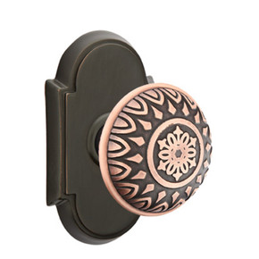 Emtek 8208-LN-US10B Lancaster Door Knob Privacy Set With #8 Rosette Oil Rubbed Bronze
