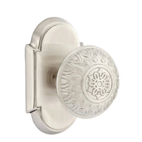 Emtek 8208-LN-US15 Lancaster Door Knob Privacy Set With #8 Rosette Satin Nickel