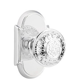 Emtek 8208-LN-US26 Lancaster Door Knob Privacy Set With #8 Rosette Polished Chrome