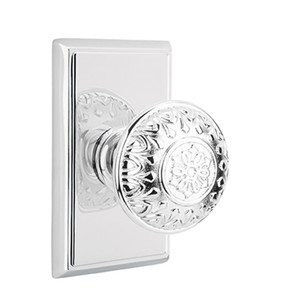 Emtek 8221-LN-US26 Lancaster Door Knob Privacy Set With Rectangular Rosette Polished Chrome